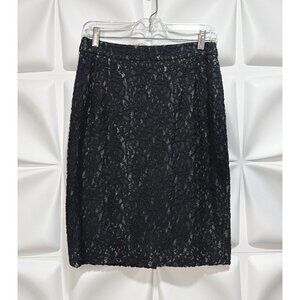 Moschino Sz 6 Black Sheer Textured Stretch Lace Pencil Skirt Made in ITALY